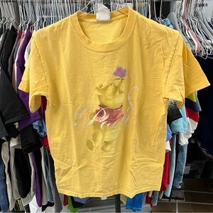 Vintage 90s Winnie the Pooh Butterfly Disney Store Yellow Small T-Shirt